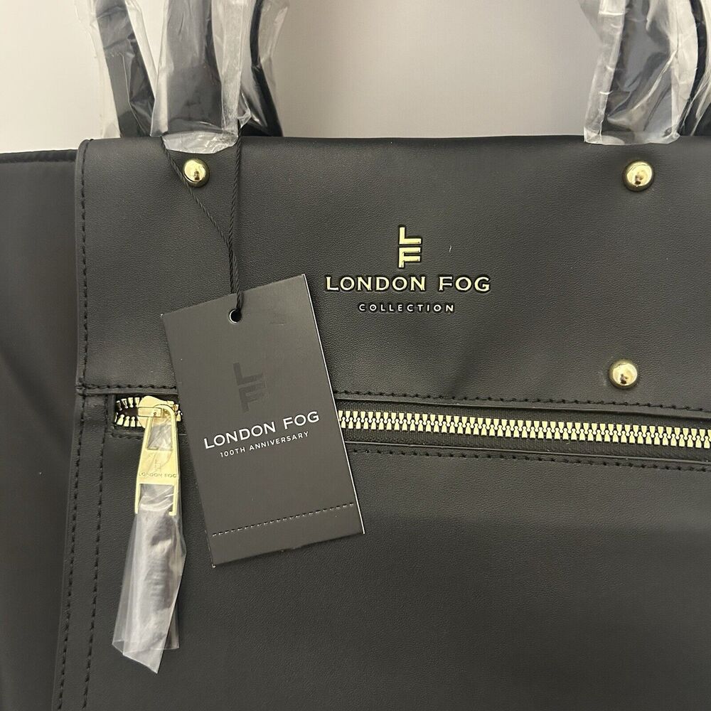 London Fog Nordic Multimedia Tote Black Medium Bag Purse - Picture 2 of 10